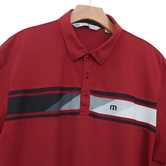 Travis Mathew Polo Shirt Mens XL Burgundy Short Sleeve Golf Performance Casual - Picture 2 of 11